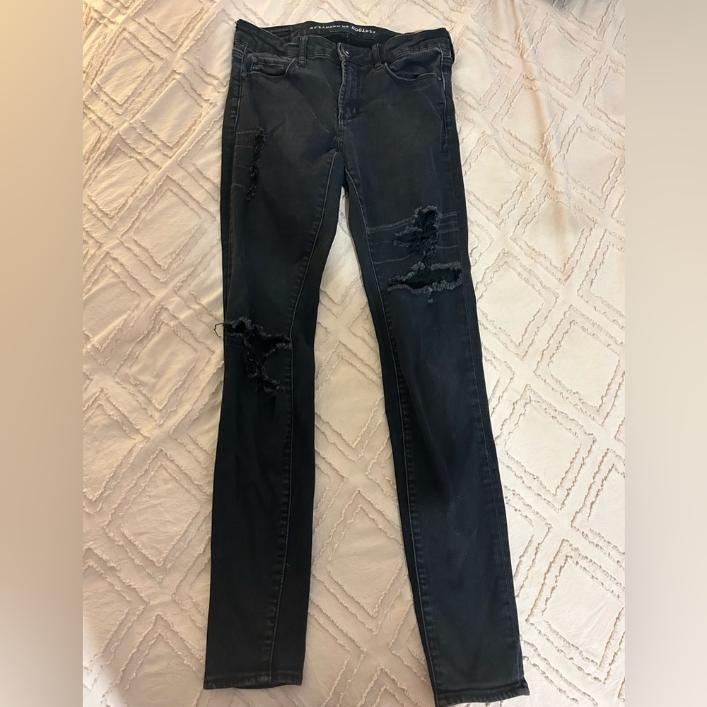 Black Distressed Skinny Jeans